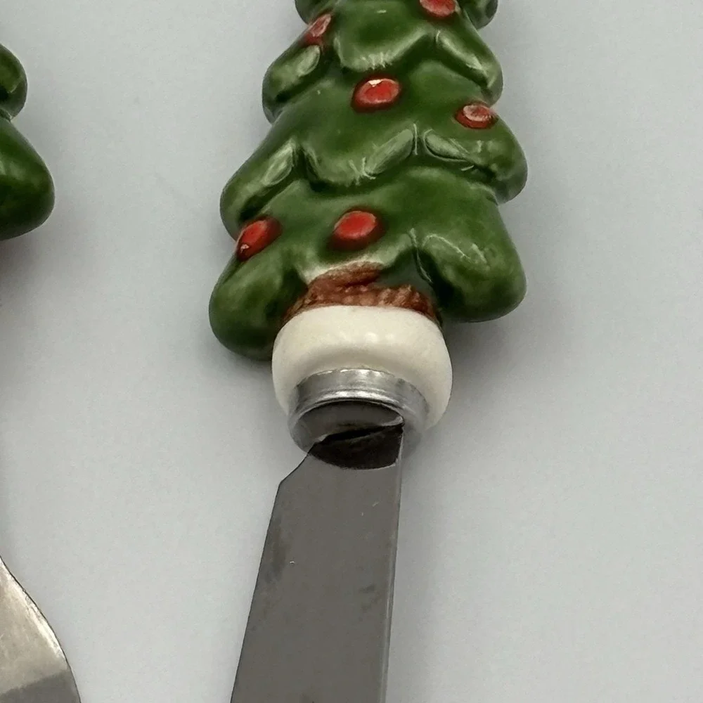 Vintage Knobbler Stainless Japan Christmas Motif Cocktail Appetizer Forks 4pcs‎